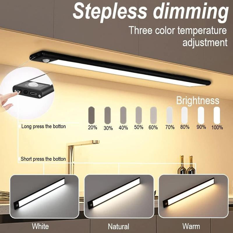 LED under Cabinet Light, Rechargeable Magnetic Strip Lights, Indoor Motion-Sensor Light, under Closet Light for Kitchen, Closet, Cabinet, LED Lights for Bedroom