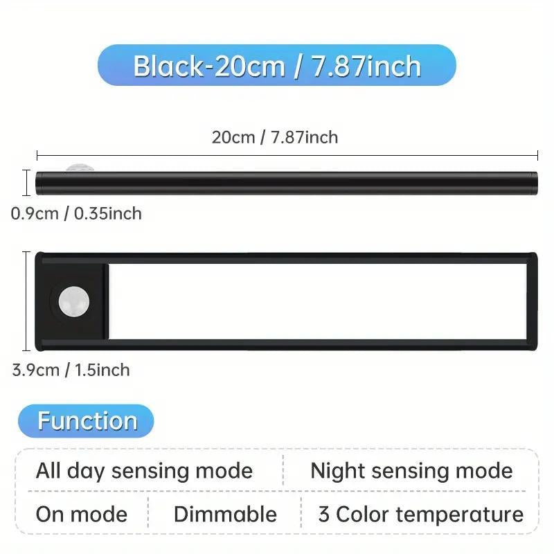 LED under Cabinet Light, Rechargeable Magnetic Strip Lights, Indoor Motion-Sensor Light, under Closet Light for Kitchen, Closet, Cabinet, LED Lights for Bedroom