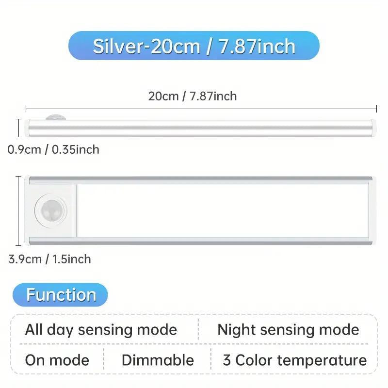 LED under Cabinet Light, Rechargeable Magnetic Strip Lights, Indoor Motion-Sensor Light, under Closet Light for Kitchen, Closet, Cabinet, LED Lights for Bedroom